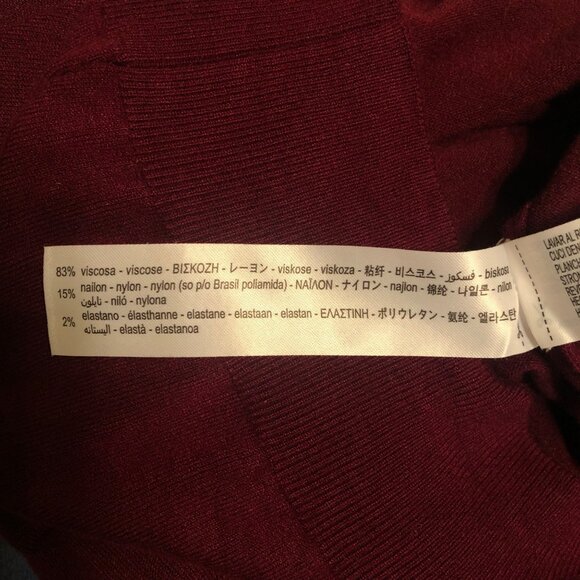 Zara Fine Knit Burgundy Turtleneck With Gold Studded Cuffs Size XL - Picture 10 of 10